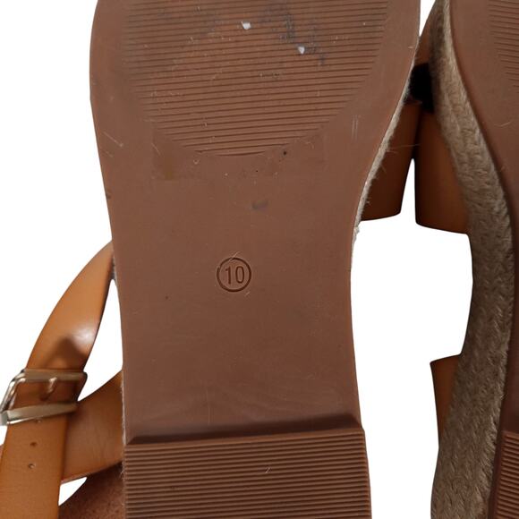 Lane Bryant Jute Platform Espadrille Sandals 10 Tan Strappy Summer Coastal Chic - Picture 7 of 9